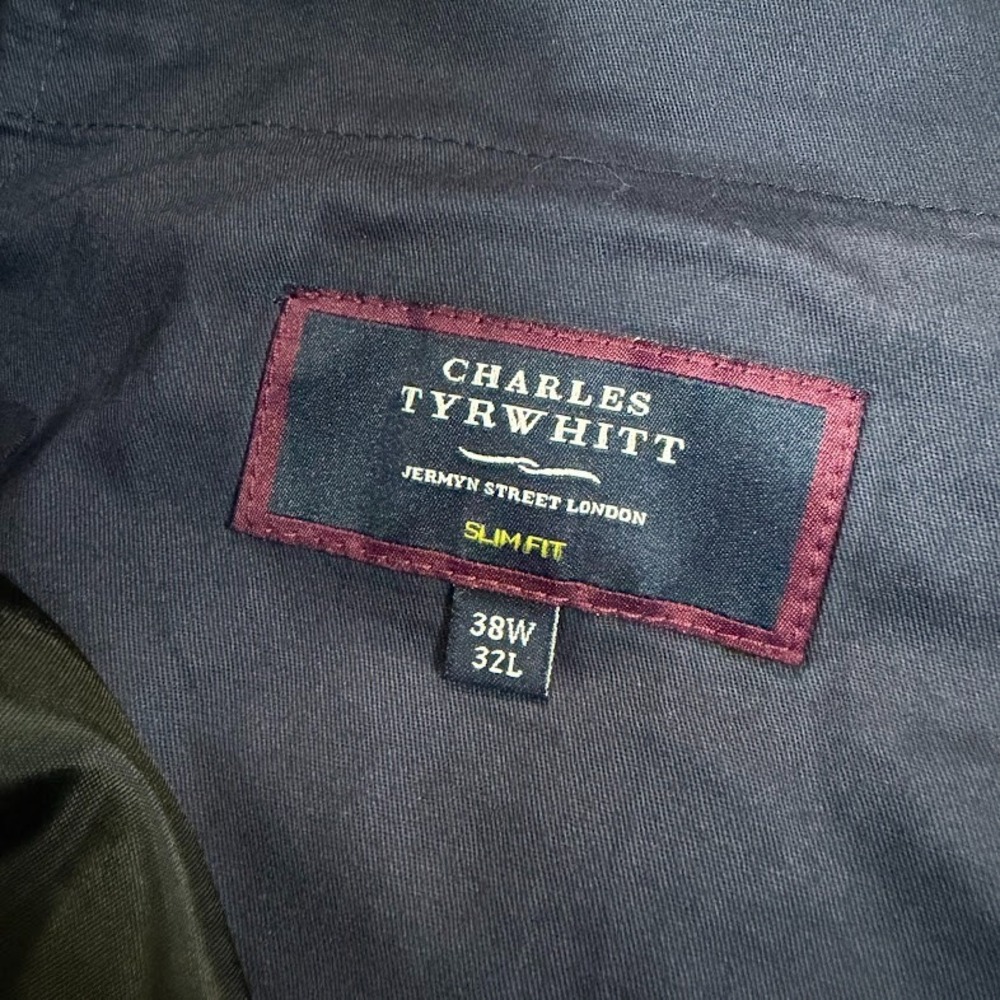 Charles Tyrwhitt Dress Pants Men 38x30 Grey Blue Striped Wool Classic Fit Preppy - Picture 7 of 15